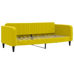 Lit de jour avec lit gigogne et matelas jaune 80x200 cm velours 
