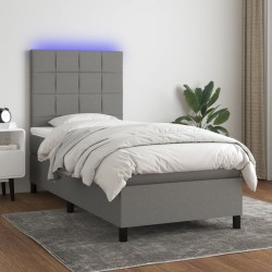 Sommier à lattes de lit et matelas et LED Gris foncé 100x200 cm 