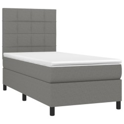 Sommier à lattes de lit et matelas et LED Gris foncé 100x200 cm 