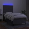 Sommier à lattes de lit et matelas et LED Gris foncé 100x200 cm 