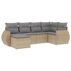 Salon de jardin avec coussins 6 pcs beige résine tressée 