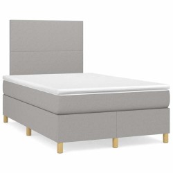 Sommier à lattes de lit et matelas gris clair 120x190 cm tissu 