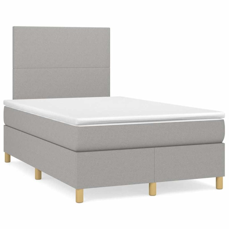 Sommier à lattes de lit et matelas gris clair 120x190 cm tissu 