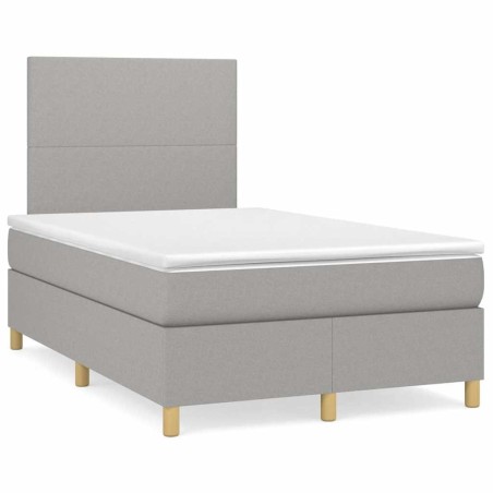 Sommier à lattes de lit et matelas gris clair 120x190 cm tissu 