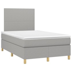 Sommier à lattes de lit et matelas gris clair 120x190 cm tissu 
