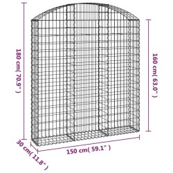 Panier de gabions arqué 150x30x160/180 cm Fer galvanisé 
