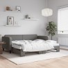 Lit de jour avec gigogne et matelas gris foncé 90x190 cm tissu 