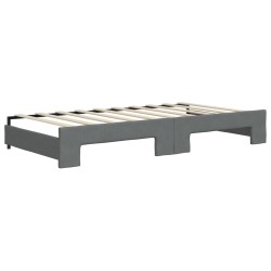 Lit de jour avec gigogne et matelas gris foncé 90x190 cm tissu 