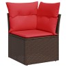 Salon de jardin avec coussins 5pcs marron résine tressée acacia 