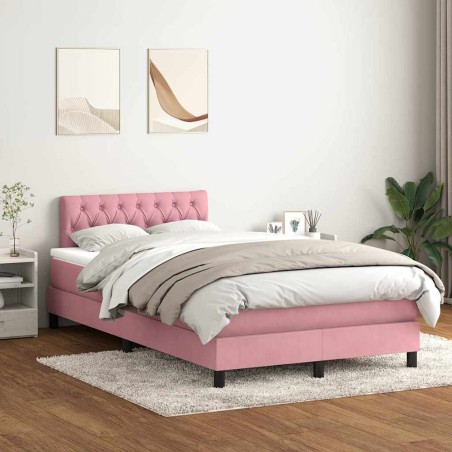Sommier à lattes de lit avec matelas rose 120x220 cm velours 