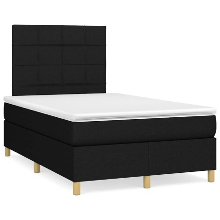 Sommier à lattes de lit avec matelas noir 120x190 cm tissu 