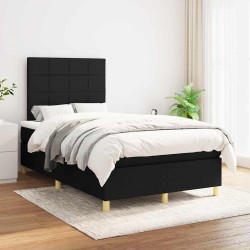 Sommier à lattes de lit avec matelas noir 120x190 cm tissu 