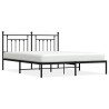 Cadre de lit métal sans matelas et tête de lit noir 180x200 cm 