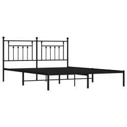 Cadre de lit métal sans matelas et tête de lit noir 180x200 cm 