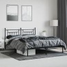 Cadre de lit métal sans matelas et tête de lit noir 180x200 cm 