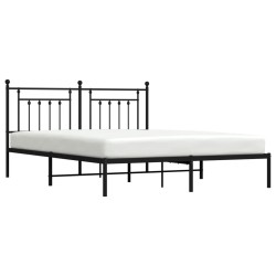 Cadre de lit métal sans matelas et tête de lit noir 180x200 cm 