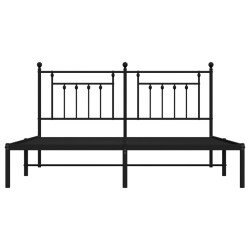 Cadre de lit métal sans matelas et tête de lit noir 180x200 cm 