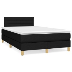 Sommier à lattes de lit avec matelas noir 120x190 cm tissu 