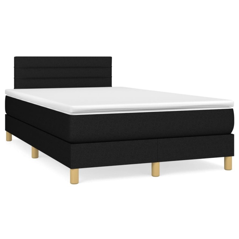 Sommier à lattes de lit avec matelas noir 120x190 cm tissu 