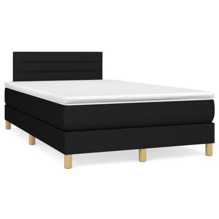 Sommier à lattes de lit avec matelas noir 120x190 cm tissu 