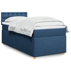 Sommier à lattes de lit avec matelas Bleu 90x190 cm Tissu 