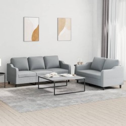 Ensemble de canapés 2 pcs avec coussins Gris clair Tissu 