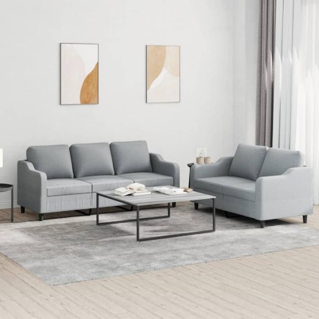 Ensemble de canapés 2 pcs avec coussins Gris clair Tissu 