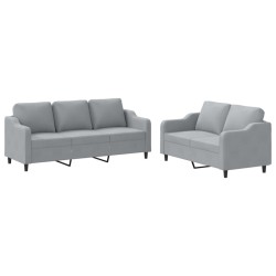 Ensemble de canapés 2 pcs avec coussins Gris clair Tissu 