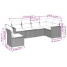 Salon de jardin 6 pcs avec coussins marron résine tressée 