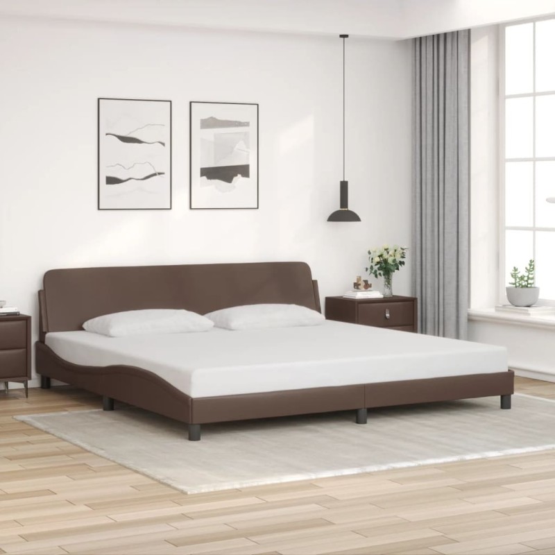 Cadre de lit sans matelas marron 200x200 cm similicuir 