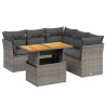 Salon de jardin 5 pcs avec coussins gris résine tressée 