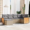 Salon de jardin avec coussins 6 pcs beige résine tressée 