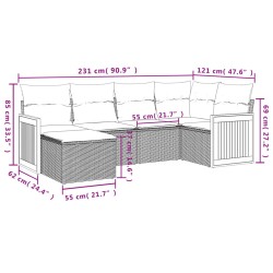 Salon de jardin avec coussins 6 pcs beige résine tressée 