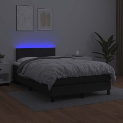 Sommier à lattes de lit matelas LED noir 120x190 cm similicuir 