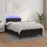 Sommier à lattes de lit matelas LED noir 120x190 cm similicuir 