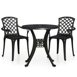 Ensemble de bistro 3 pcs Aluminium coulé Noir 