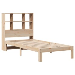 Lit bibliothèque sans matelas 90x190 cm bois de pin massif 