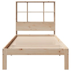 Lit bibliothèque sans matelas 90x190 cm bois de pin massif 