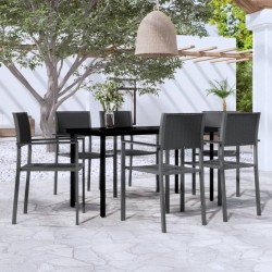 Ensemble à manger de jardin 7 pcs Noir 