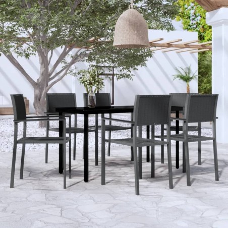 Ensemble à manger de jardin 7 pcs Noir 