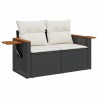 Salon de jardin 7 pcs avec coussins noir résine tressée 