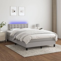 Sommier à lattes de lit matelas LED Gris clair 120x200 cm Tissu 