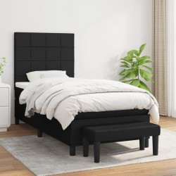 Sommier à lattes de lit avec matelas Noir 90x200 cm Tissu 