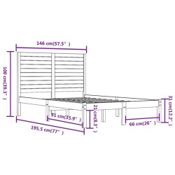 Cadre de lit sans matelas 140x190 cm bois massif 