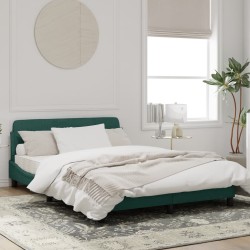 Cadre de lit sans matelas vert foncé 140x190 cm velours 