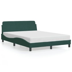 Cadre de lit sans matelas vert foncé 140x190 cm velours 