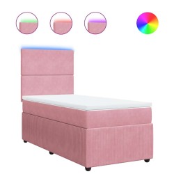 Sommier à lattes de lit avec matelas Rose 90x200 cm Velours 