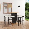 Ensemble de bar de jardin 9 pcs et coussins Résine tressée Noir 