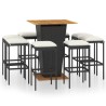 Ensemble de bar de jardin 9 pcs et coussins Résine tressée Noir 
