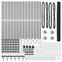Clôture HexagonaleGris 1,6x50 m Acier, Pieux de Clôtureavec Piquet 13 pcs Ø32 mm 180 cm Acier Galvanisé 